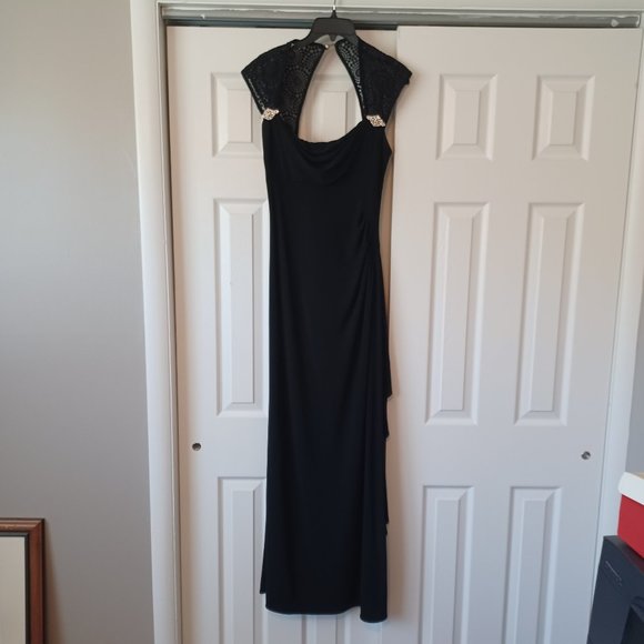 R&M Richards Evening Gown with Open Lace Shoulders - Picture 1 of 4